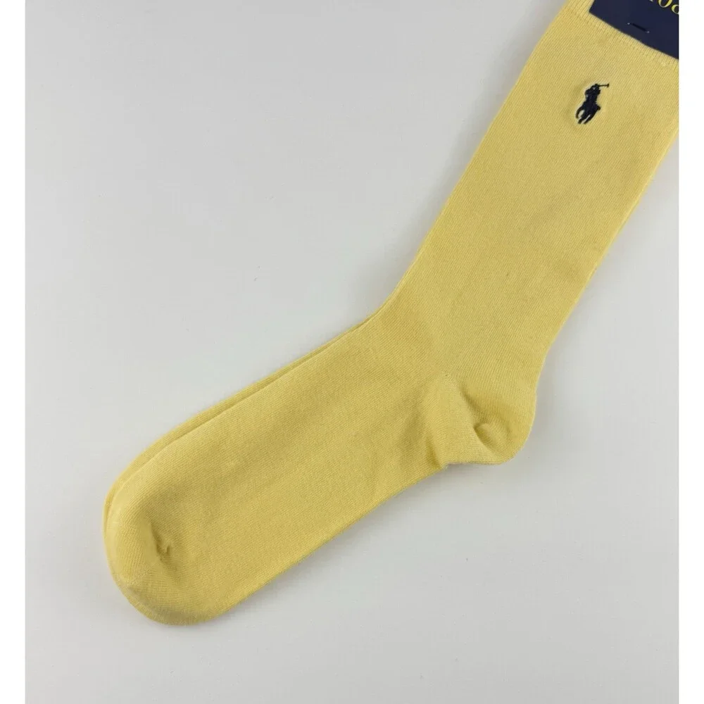 Polo Ralph Lauren Classic Cotton Crew Sock  (1 Pair) New Yellow Sz 6 -12 Men